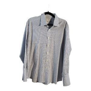 Charles Tyrwhitt Men's Slim Fit Blue Striped Dress Shirt Size 17 /35 Jermyn...